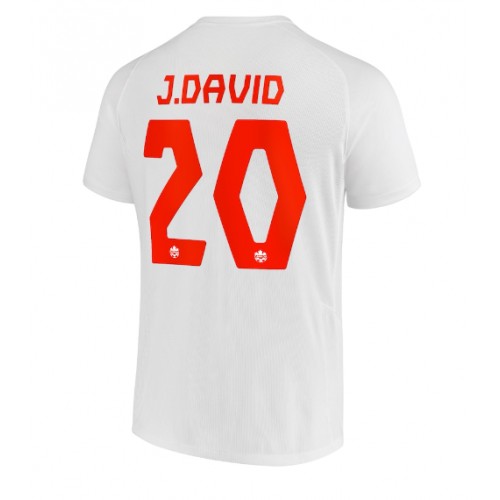 Moški Nogometni dresi Kanada Jonathan David #20 Gostujoči SP 2022 Kratek Rokav